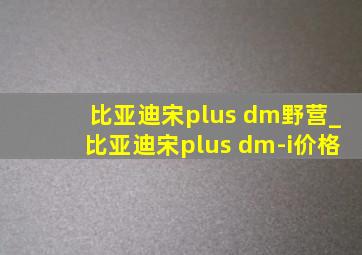 比亚迪宋plus dm野营_比亚迪宋plus dm-i价格